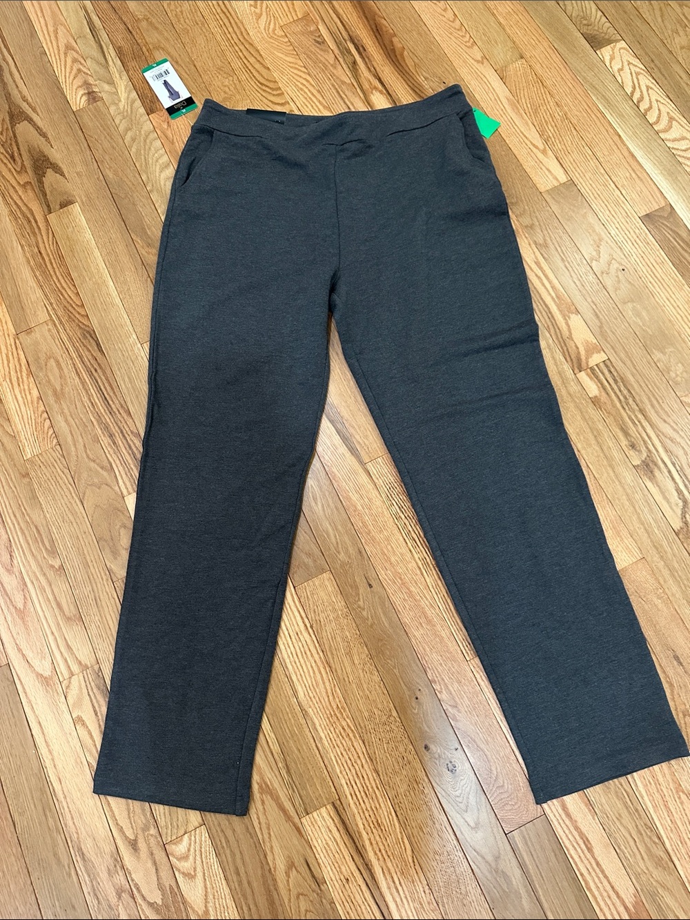 Dalia Women’s Straight Leg Pull-On Pants w/ front pockets - Charcoal Size XL